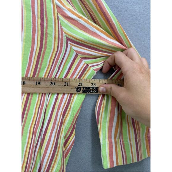 Lulu-B Womens Multicolor Striped V-Neck Button Down Cotton Blouse Size Large - Picture 4 of 7